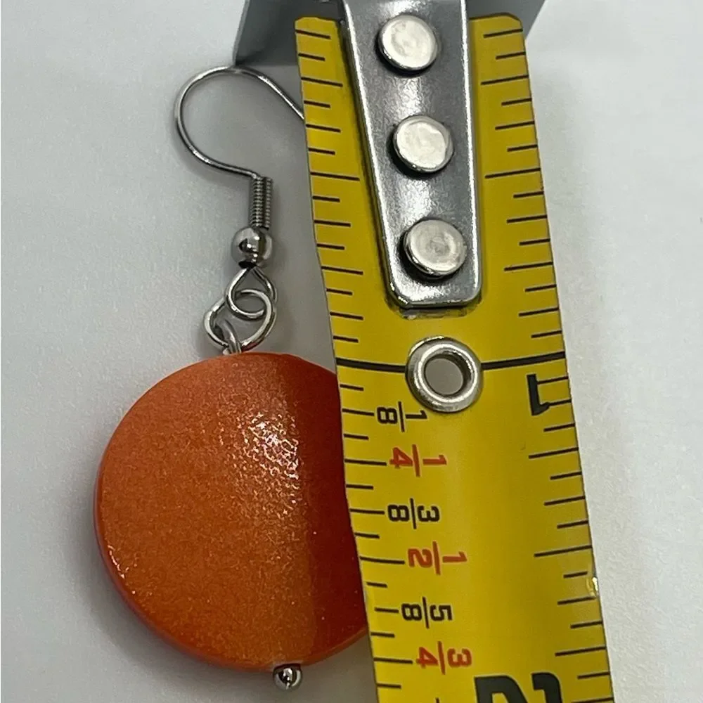HandCrafted Iridescent Orange Disc Earrings NWT